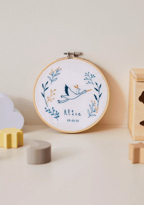 kit broderie bébé cigogne TB180