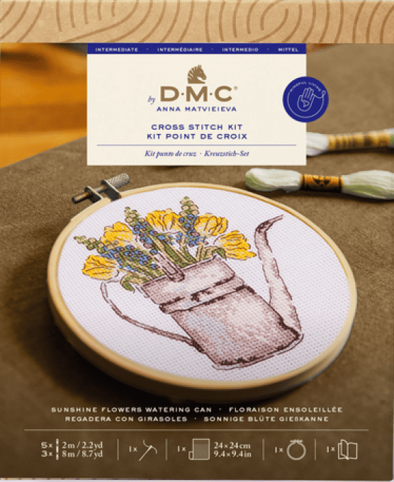 kit point de croix dmc arrosoir de fleurs BK414