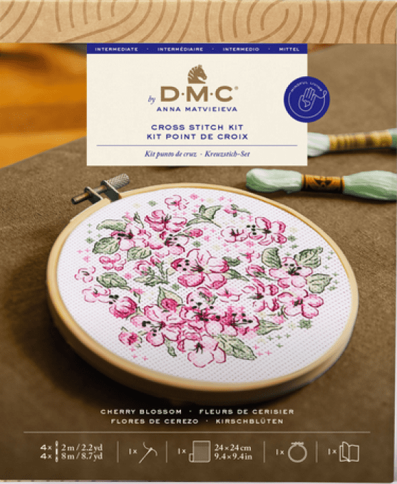 kit point de croix dmc fleurs de cerisier BK412