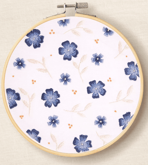 kit broderie fleurs bleues TB223