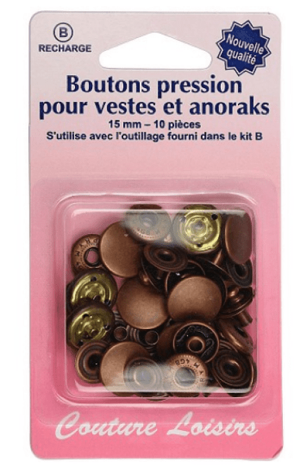 boutons pression vestes & anoraks sans outil