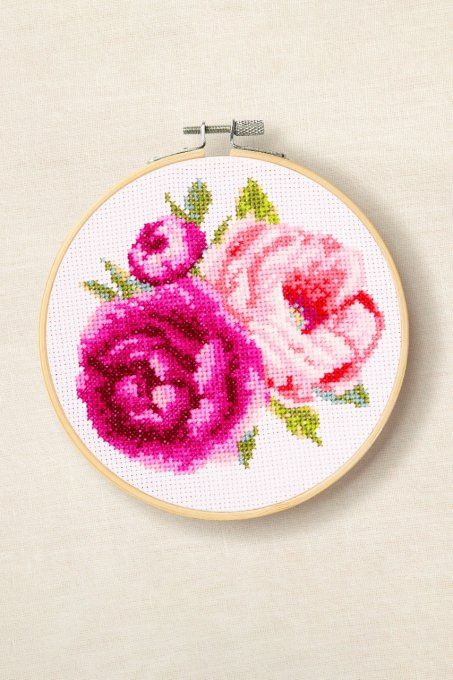 kit point de croix dmc pivoines roses  BK1895